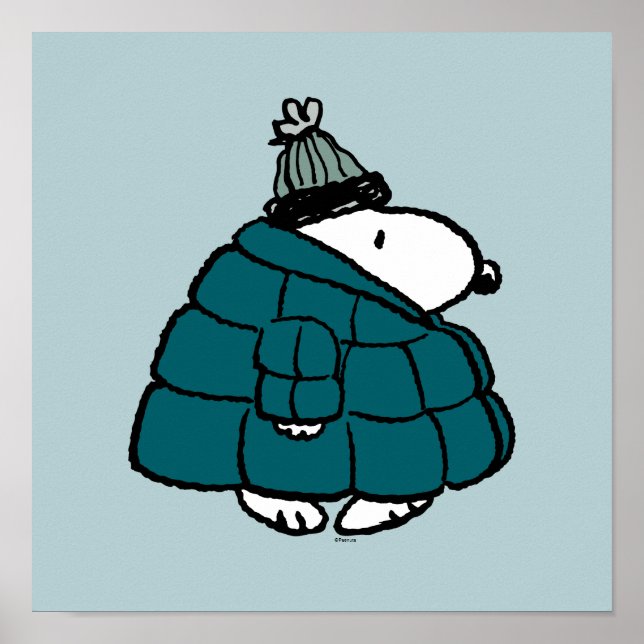 Poster Amendoins | Jaqueta Puffer de inverno de Snoopy (Frente)