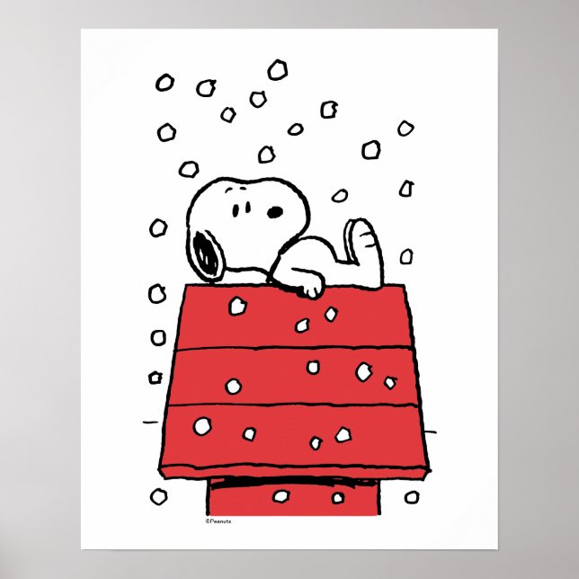 Poster Amendoins | Snoopy Doghouse Snowflakes (Frente)