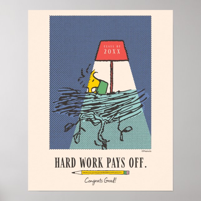 Poster Amendoins Snoopy O Trabalho Árduo Compensa Graduaç (Frente)