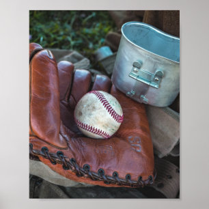 Poster Amer Vintage Baseball Mit e Ball Baseball Glove