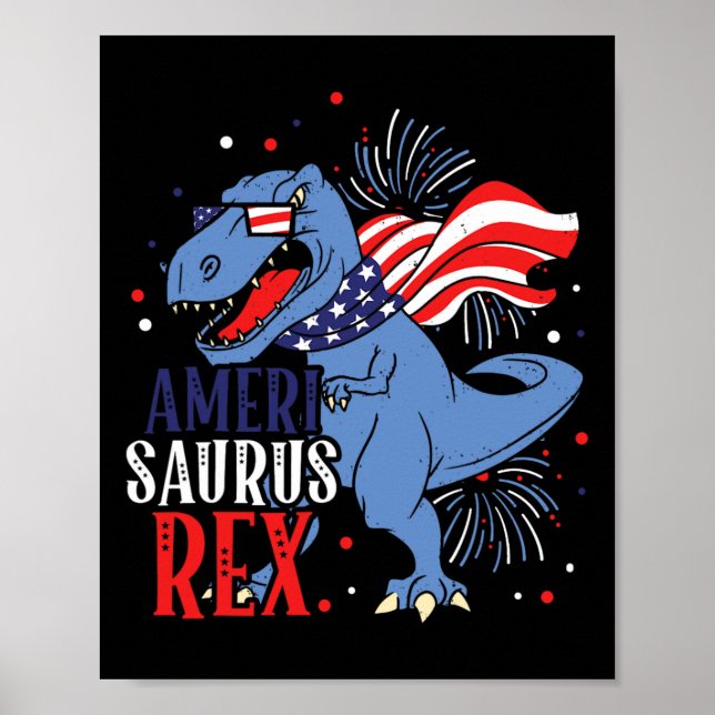 Poster Améri Saurus Rex 4 de Julho Independência dos Dino (Frente)