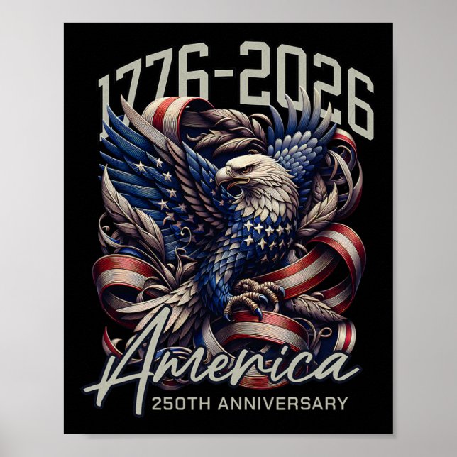 Poster America 250th Anniversary Eagle Us Flag July 4th 2 (Frente)