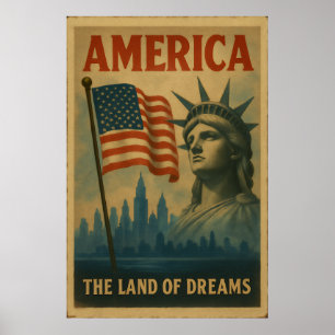 Poster América - A Terra dos Sonhos, Vintage