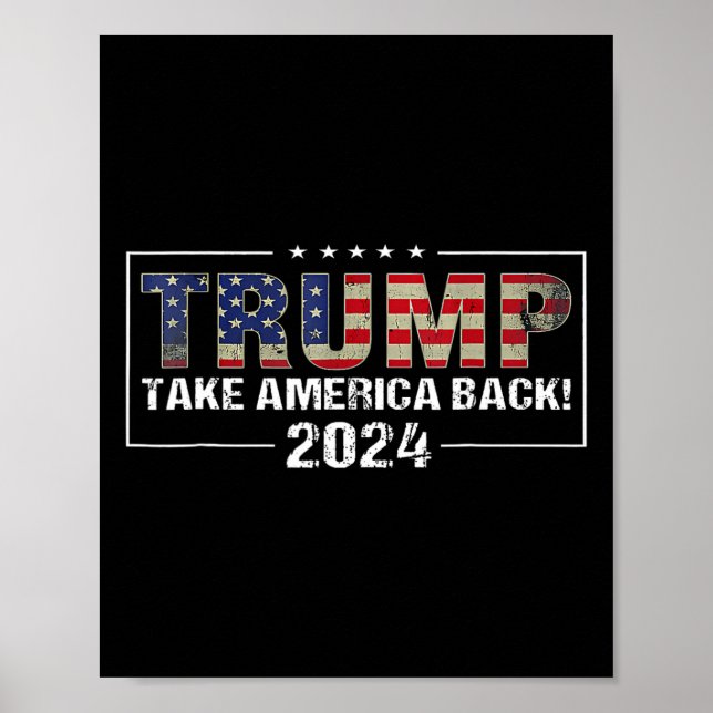 Poster América Back American Flag Trump 2024 Men Women Gi (Frente)