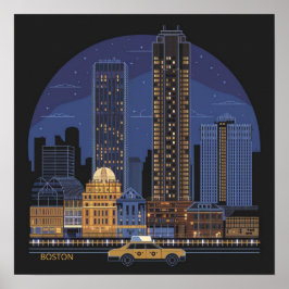 Poster América Boston City Skyline, Boston Mãe nos EUA Sk