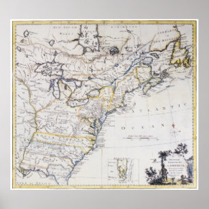 Pôster AMÉRICA COLONIAL: MAPA, c1770