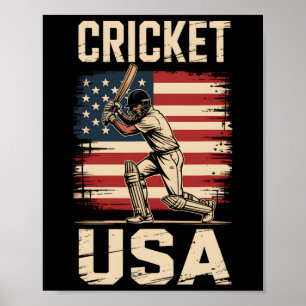 Poster América Críquete Americano Jogador EUA Homens Mulh