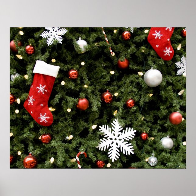 Poster América do Norte. Condecorações de Natal na árvore (Frente)
