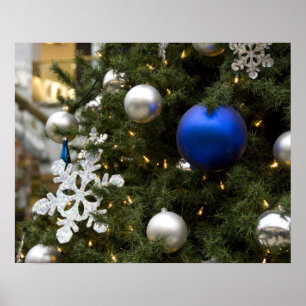 Pôster América do Norte. Decoração de Natal na árvore