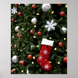 Poster America do Norte. Decorações do Natal na árvore