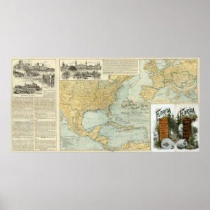 Poster America do Norte, linhas do passageiro de W Europa