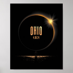 Poster América do Norte Total Eclipse Solar 2024 Ohio Usa