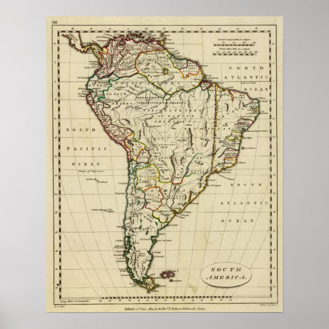 Poster América do Sul com limites traçados (Frente)