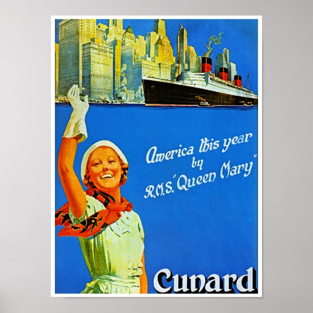 Poster América Este Ano por RMS Queen Mary (Frente)