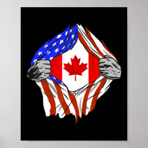 Poster América EUA Bandeira Canadense Peito Raízes Canade