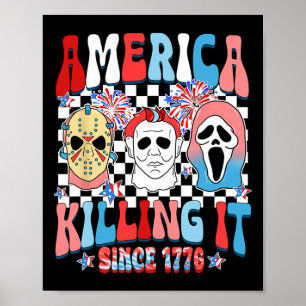 Poster América Groovy Matando desde 1776 Horror 4 de julh