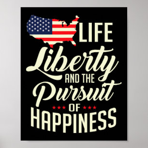 Poster América Liberdade De Vida E A Busca Da Felicidade