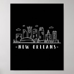 Poster América Louisiana New Orleans Skyline Silhouette