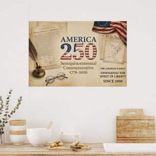 Poster América Personalizada 250 Anos Posição da Família