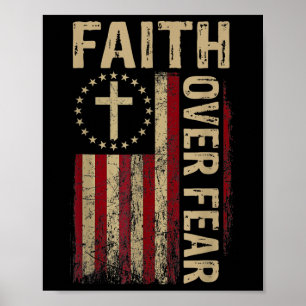 Poster América Sinalizador Americano Fé sobre o Medo Oraç