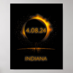 Poster América Solar Eclipse - 4.08.24 Indiana Souvenir