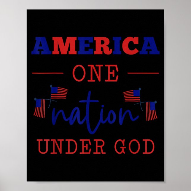Poster América Uma Nação Sob Deus Fé Design (Frente)