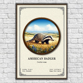 Poster American Badger Zoology Series