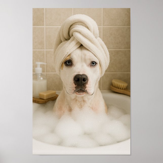 Poster american bully dog cute funny bathroom decor (Frente)