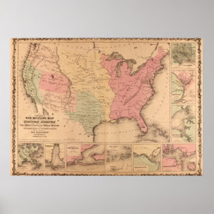 Pôster American Civil War Military Map 1862