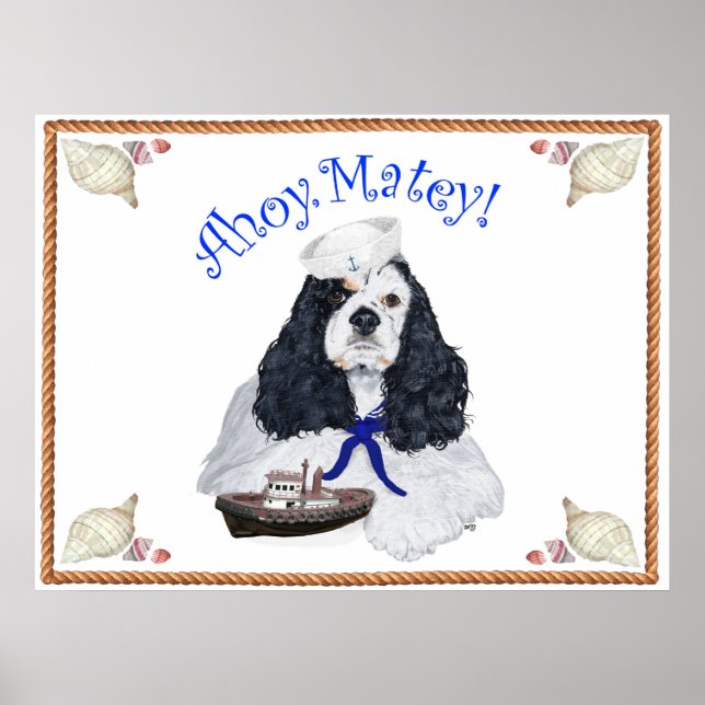 Pôster American Cocker Spaniel Marinheiro (Frente)