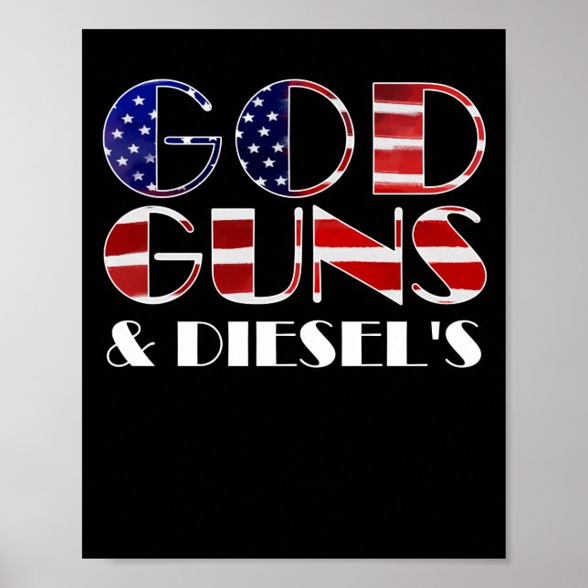 Poster American Diesel Truck Owners God Guns & Diesels (Frente)