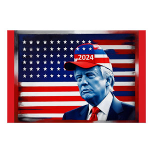 Pôster American Donald Trump 2024 Flag