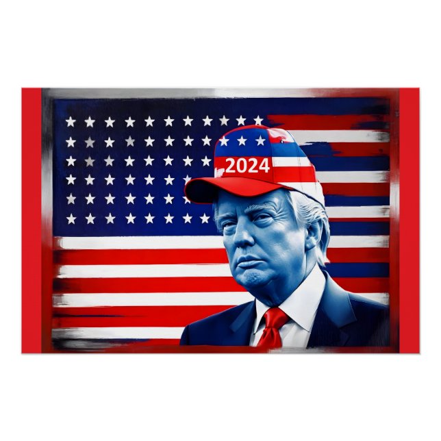 Pôster American Donald Trump 2024 Flag (Frente)