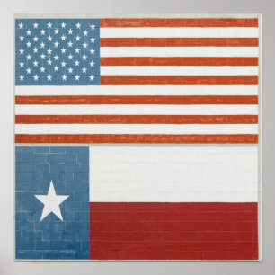 Poster American e Texas Flag EUA Red White e Blue