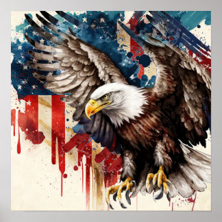 Poster American Eagle com bandeira dos EUA desenhada