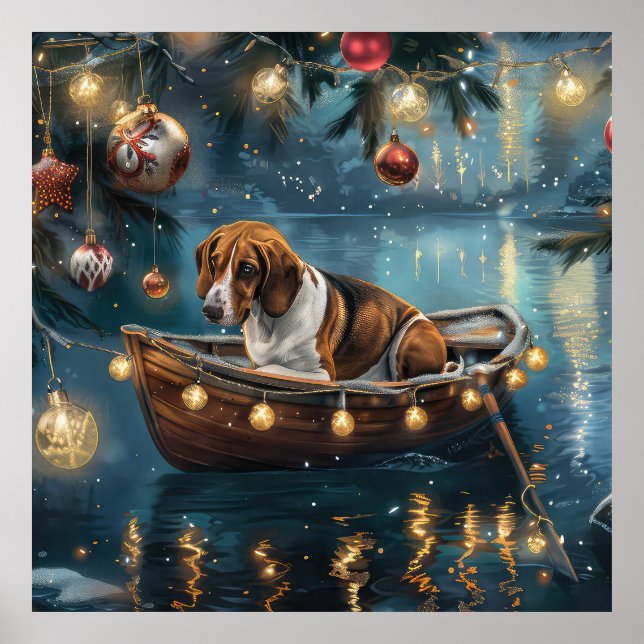 Poster American English Foxhound Christmas Fesyage Voyage (Frente)