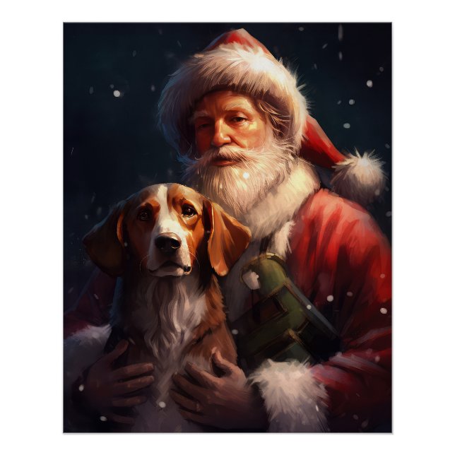Pôster American English Foxhound Santa Claus Natal (Frente)