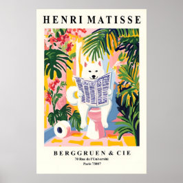 Poster American Eskimo Dog on Toilet Funny Bathroom Print