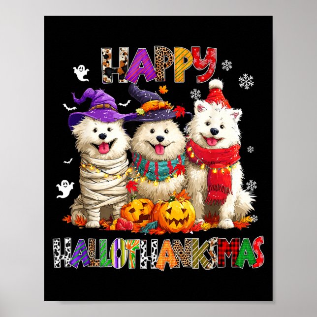 Poster American Eskimo Dogs Christmas Xmas Men Women Kids (Frente)