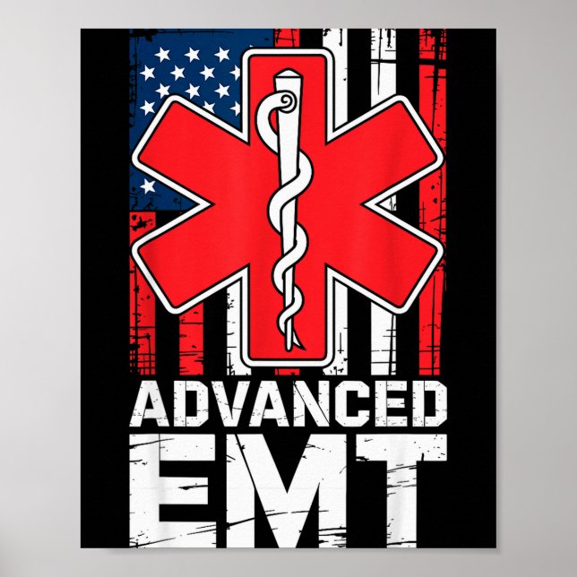 Poster American Flag Advanced Emt Aemt Medical Technician (Frente)