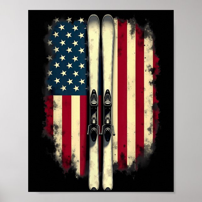 Poster American Flag Alpino Skiier (Frente)