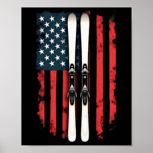 Poster American Flag Alpino Skiier 1