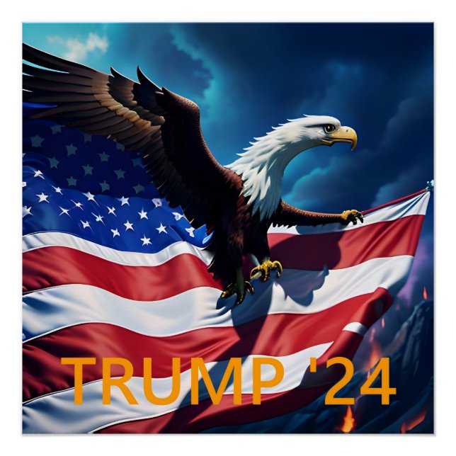 Pôster American Flag American American Eagle TRUMP 2024 (Frente)