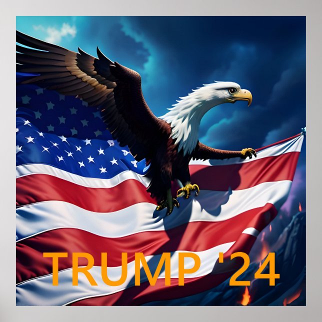 Poster American Flag American American Eagle TRUMP 2024 (Frente)