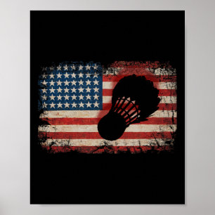 Poster American Flag Badminton Shuttle Art Sports 2