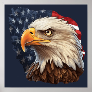 Poster American Flag Bald Eagle