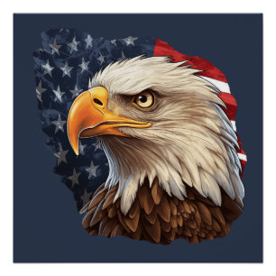 Pôster American Flag Bald Eagle