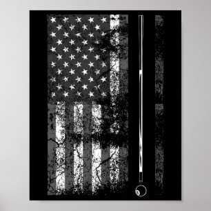 Poster American Flag Billiard Stick Cute Mesa Game Engraç