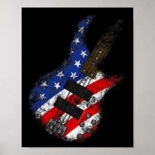 Poster American Flag Byss Guitar Usa Independence Day 4th