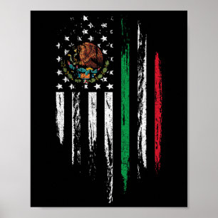 Poster American Flag Combo Mexicano México Usa Cinco De M